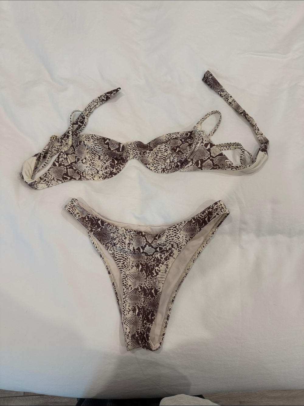 Monday Swimwear Snake Print Underwire Bikini - Brown/Beige